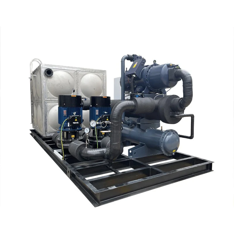 Low-temperature Ice Water Circulating Freezer Integrated Skid-mounted Water-cooled Screw Chiller Industrial Condensing Unit
