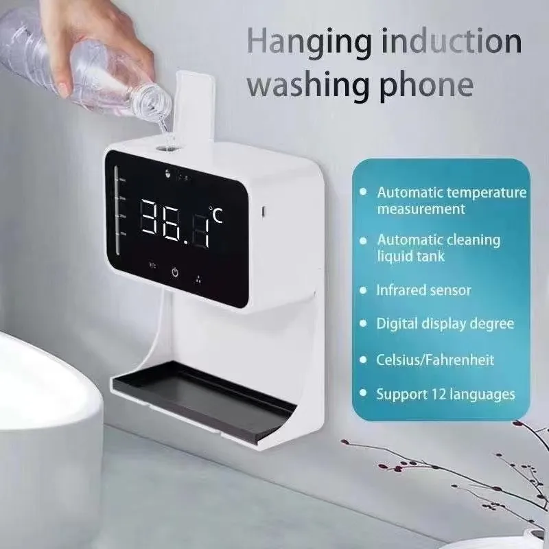 Automatic Soap Dispenzer Infrared Washing Hands Free Hand Sanitizer Sensor Thermometer All-in-one Measuring Machine Home Tools