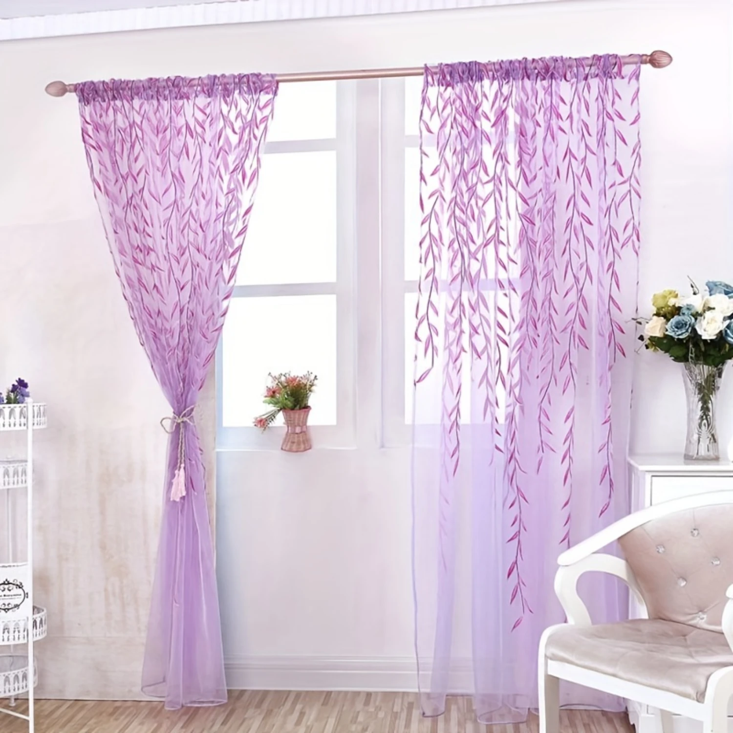 Colorful Flower Print Scarf Sheer Voile Door Window Balcony Curtain Drape Panel Tulle Valances Door curtain Roller shade Blind