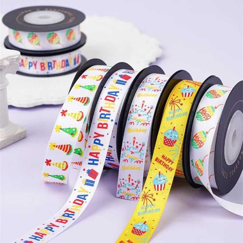 New 20mm 9 Meters Colored Cartoon Cake Cotton Ribbon Wrapping Embellishments Party Decoration Ribbon DIY Gift Packagin Ribbon