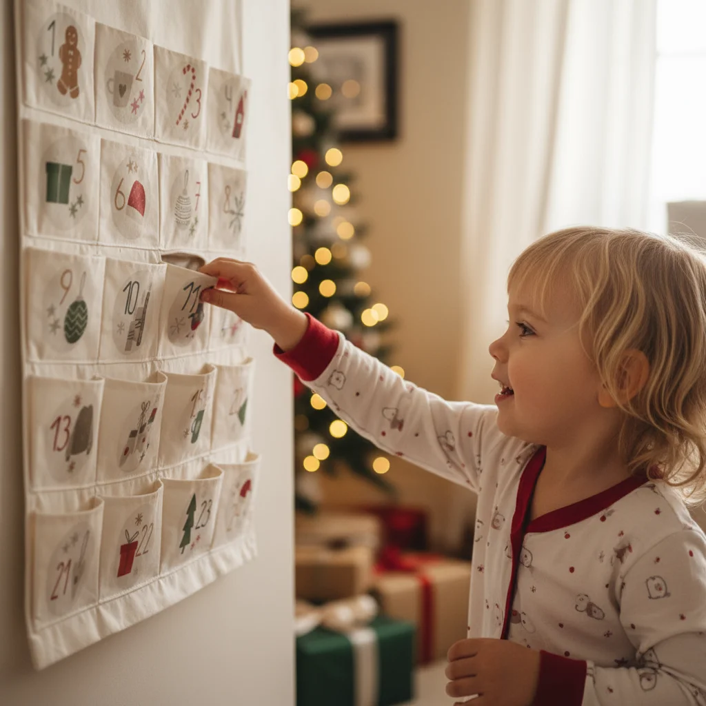 Personalized Christmas Advent Calendar with 24 Pockets High-Quality Canvas Wall-Mounted Storage Bag Holiday Decoration Custom