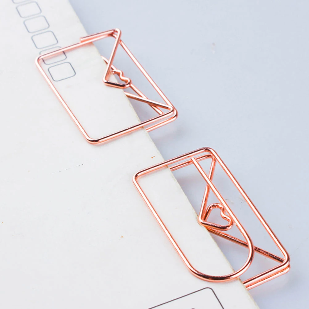 

20pcs Envelope Shaped Paper Clips Office Accessories Decorative Planner Clips Portable Stationery For Business Cards