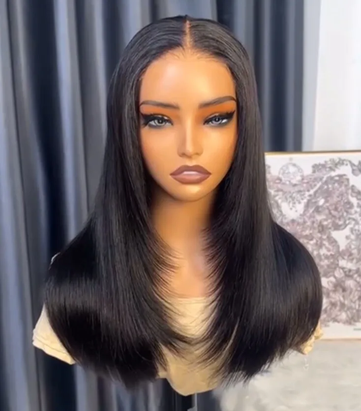 

Blunt Cut Bone StraightReady To Go Glueless Lace Front Wig 250%