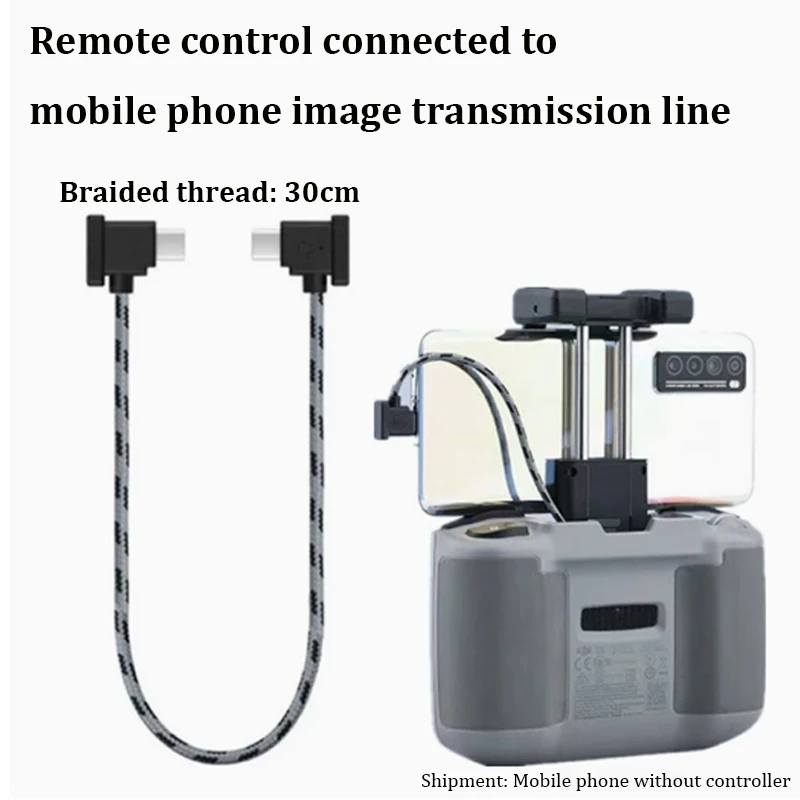 30 cm langes, geflochtenes Nylon-Kabel mit Fernbedienung, Typ-C-Adapterkabel, kompatibel mit Mavic3 AIR2 AIR2S MINI2, Datenkabel für Telefon und Tablet – Detail 10