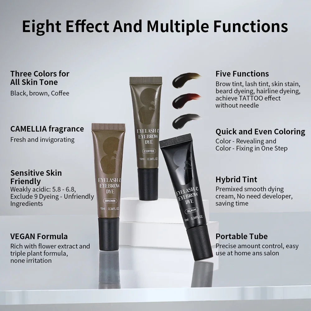 Starcolor Camellia Eyebrow Dye Kit ไม่มีผสม 8-10 Min Fast คราบมังสวิรัติสูตร Eco ของขวัญกล่อง Sensitive Skin ปลอดภัยเครื่องมือแต่งหน้าความงาม