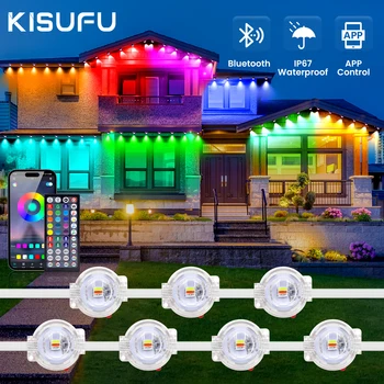 15/150M ถาวรชายคากลางแจ้งไฟ LED ชุดบลูทูธกันน้ํา RGB String ไฟสําหรับ DIY คริสต์มาสวันเกิด Holiday Party