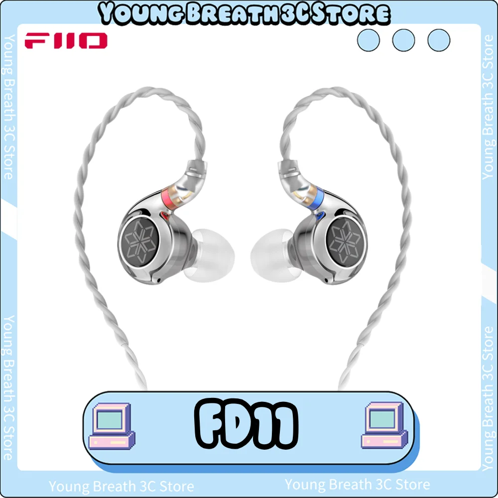 Fiio FD11 Wired In-Ear 10mm Dynamic Driver Monitor HiFi Earphones Custom Replaceable Cable Earbuds High-Fidelity Music Earphone