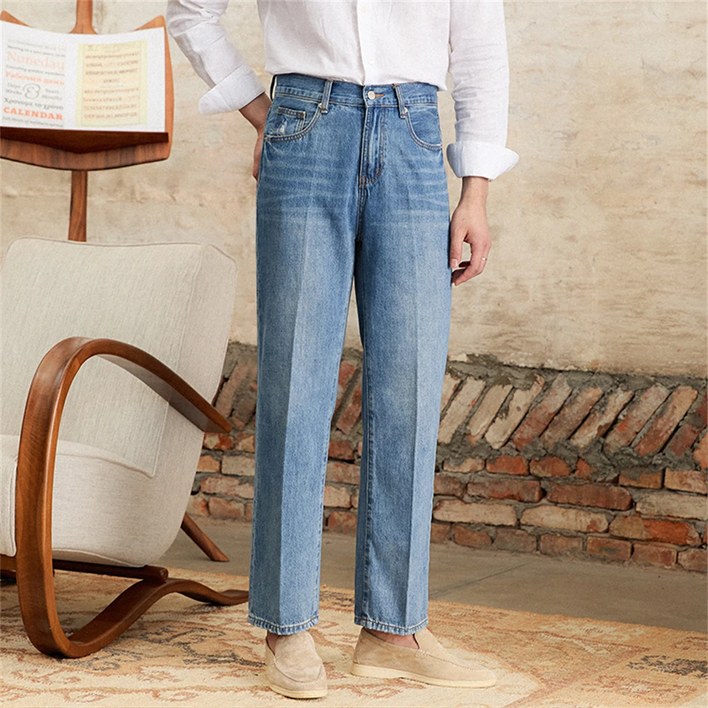 Mr. Deer Three Summer Thin Gentry Vintage Jeans Italian High Waist Straight Taste Casual Long Pants Trendy Men