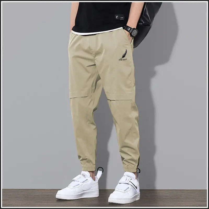 2024 New Men Cargo Pants Waist Elastic Outdoor Sports Trousers Slim Fit Casual Solid Color Jogging Sweatpants Men's Clothing 3Xl