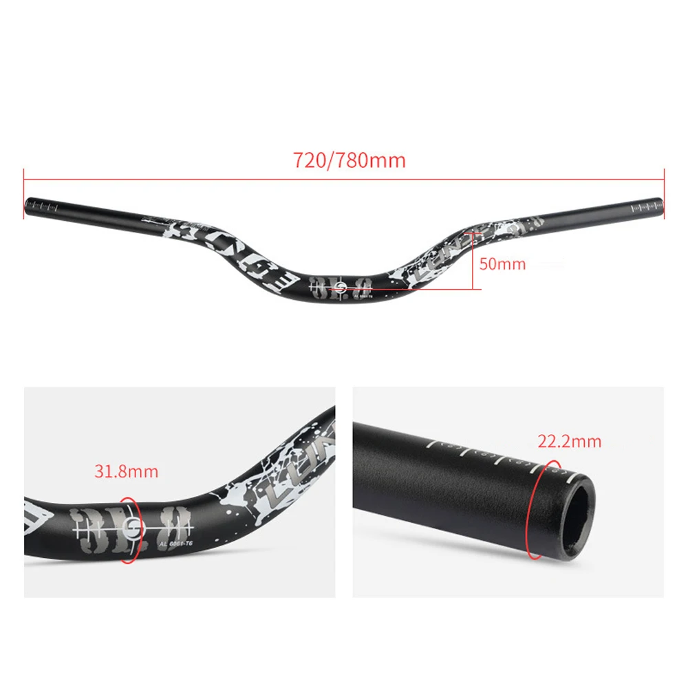 50mm high MTB handlebars XC/AM Bicycle off-road speed drop handlebars 720-780mm extended Bike Large Angle Swallow Handle