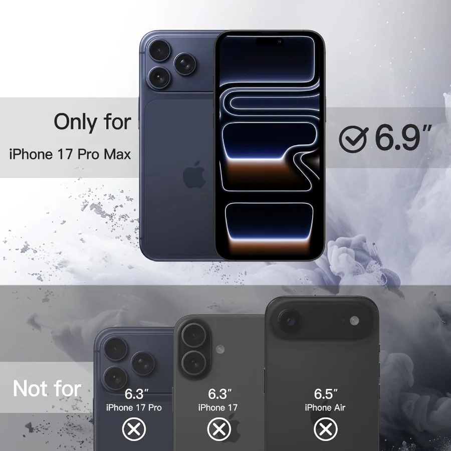 حافظة لهاتف آيفون 17 برو ماكس، غطاء ممتص للصدمات مقاس 6.9 بوصة مع إطار من مادة البولي يوريثان غير اللامعة بلون سادة وظهر شفاف مضاد للخدش #2