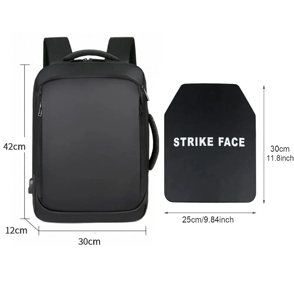 Multifuncional USB Tactical Bulletproof Mochila, Grande Capacidade do negócio escondido, Placa De Carboneto De Silício