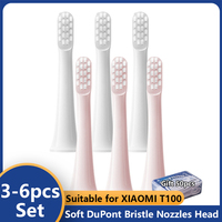 3-6pcs Sonic Electric Toothbrush for XIAOMI T100 Soft Vacuum Replacment Heads Clean Bristle Brush Nozzles Head with 50pcs Floss