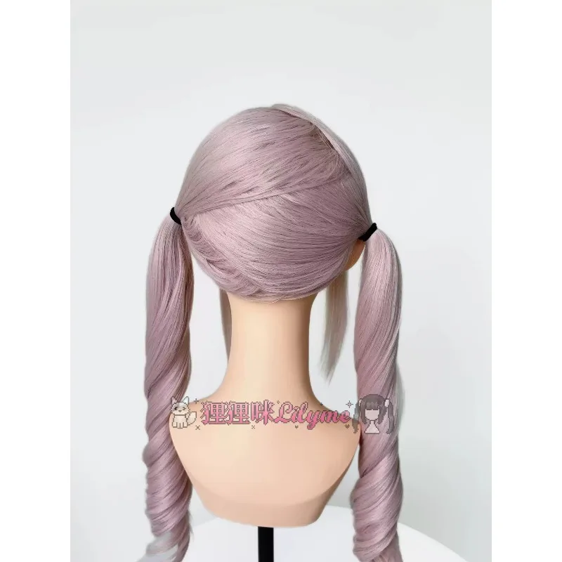 Light Pink White Double Ponytail Wig Roman Curls Full Head Wig Sweet Girls Daily Party Cosplay Wig 58cm /64cm Head Size