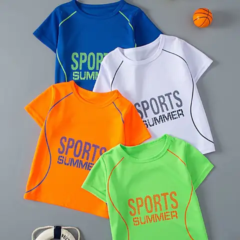 4/2 ピース子供の夏通気性スポーツ速乾性スーツ男の子プレイボールとラン Tシャツ女の子ジョーカー快適なショーツ T