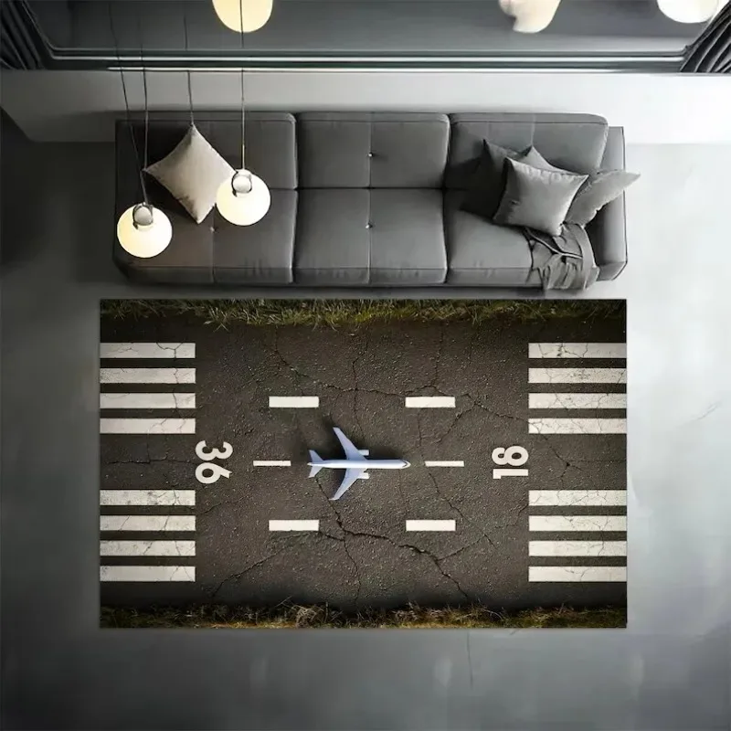 Runway Play Rug Airport Decor Rug Plane Rug Apron Rug Kids Room Rug Boys Room Decor Playing Mat Birthday Gift Popular Rugs
