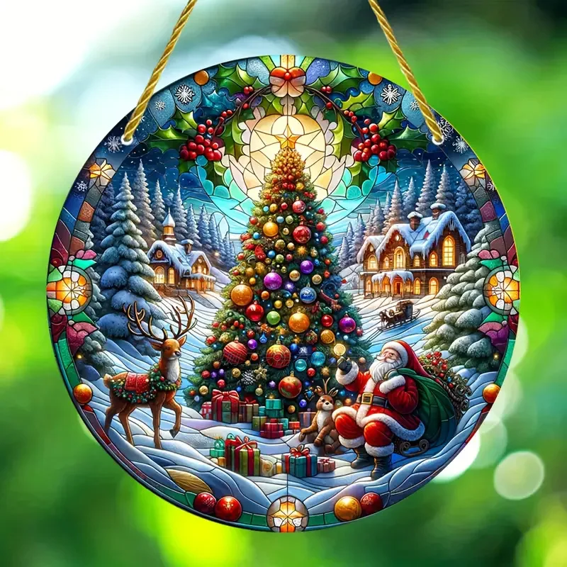Il disco decorativo acrilico da appendere alla finestra in vetro colorato di Babbo Natale è molto adatto per - Soggiorno, camera da letto e esterno c