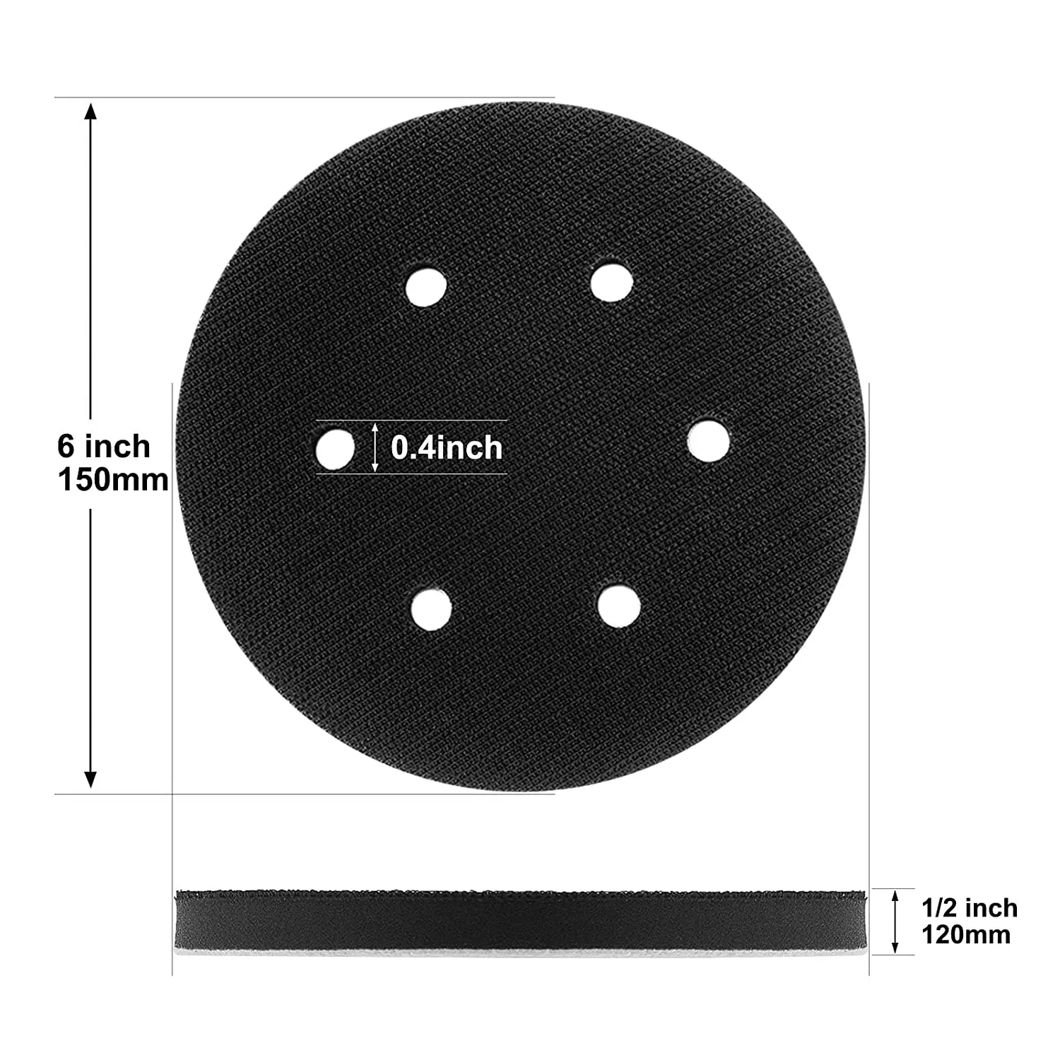 5 Pack 6 Inch 6 Hole Hook and Loop Soft Interface Pad Sponge Cushion Buffing Backing Pads for Orbital Sander Sanding Polishing