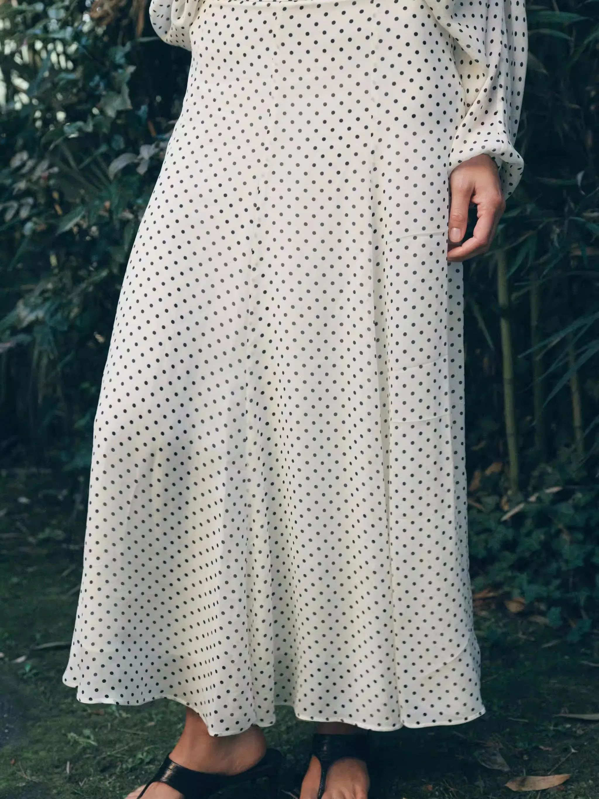 

Ele Long High Waist A-Line Polka Dot Midi Skirt Women's New Arrival Spring Season Faionable Casual Wear
