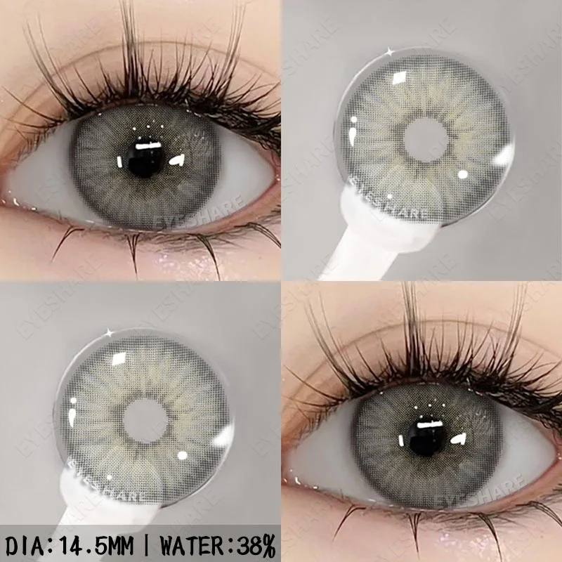 EYESHARE 2 Stück farbige Kontaktlinsen mit Augen, natürliche blaue Kontaktlinsen, braune Schüler, Schönheit, graue Linsen, jährliche grüne Kontaktlinsen