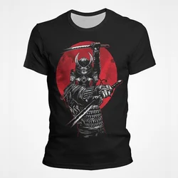 Japan Samurai Pattern T-shirt Men's Clothing Harajuku Retro Street Crewneck T Shirts 3D Printed Cool Ninja Graphic Tee Top 2025