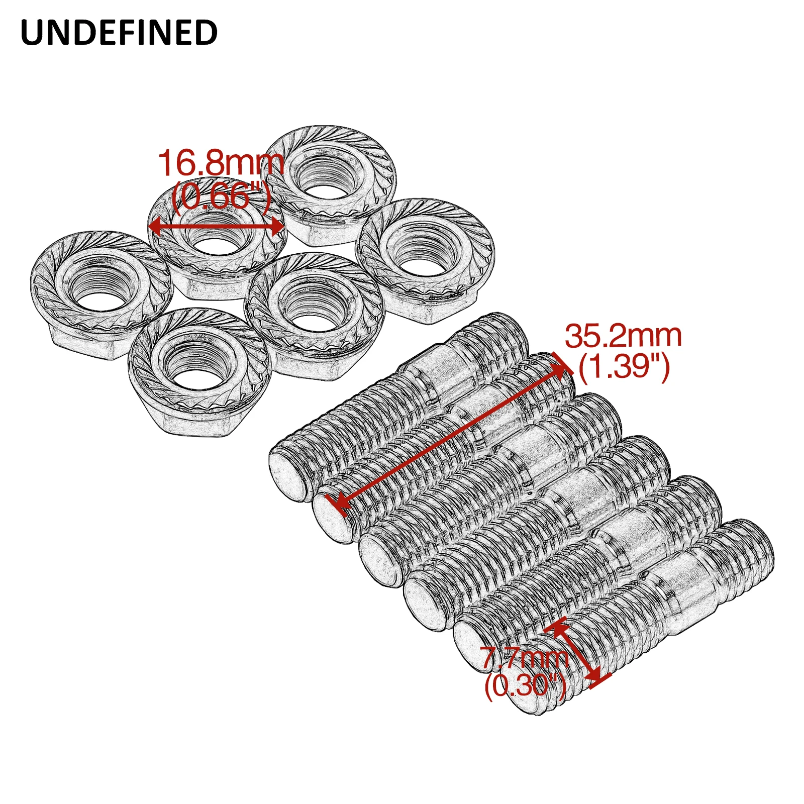 Exhaust Manifold Stud Serrated Nuts Bolts Screw M8*35 For Yamaha Fazer VMAX Suzuki Bandit Honda Kawasaki Ninja ZX-14R ZX-6R ZX6R 5