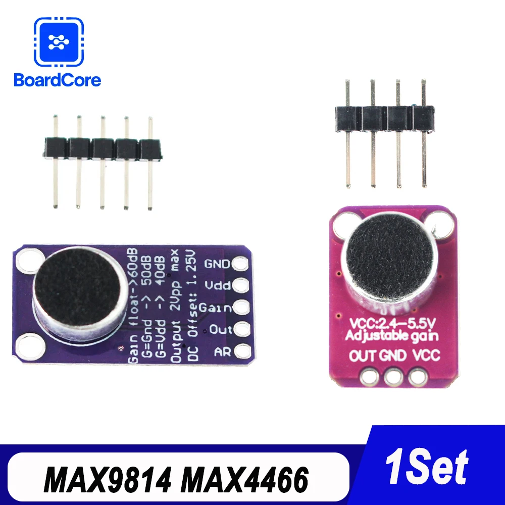 MAX4466 MAX9814 Module de capteur de son amplificateur de Microphone électrique Stable Module MAX9814 contrôle de Gain automatique MAX4466