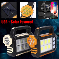 Battery Solar Powered Flashlight Spotlight USB Rechargeable Emergency Lamp Powerful Work Light Power Bank Camping Lantern