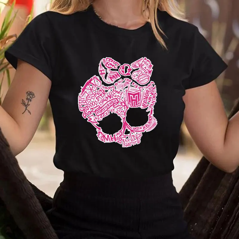 Frankie Monster High Novelty Skull Design T-Shirts Casual Fashion Anime Streetwear Funny Cartoon T Shirt Distinctive Unisex Tees