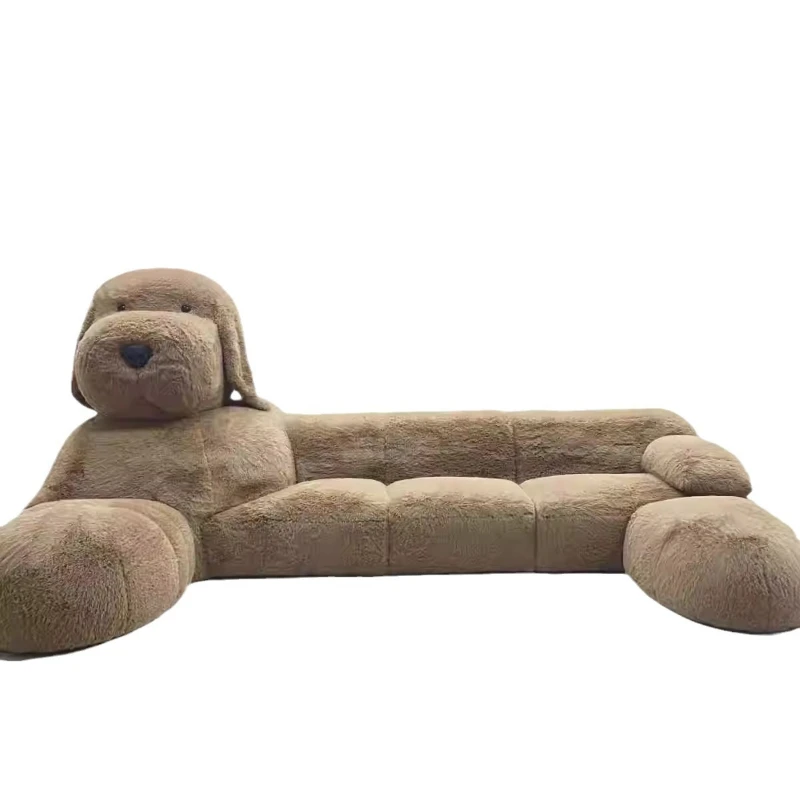 

Teddy dog fabric sofa living room size apartment Internet celebrity villa large flat furniture