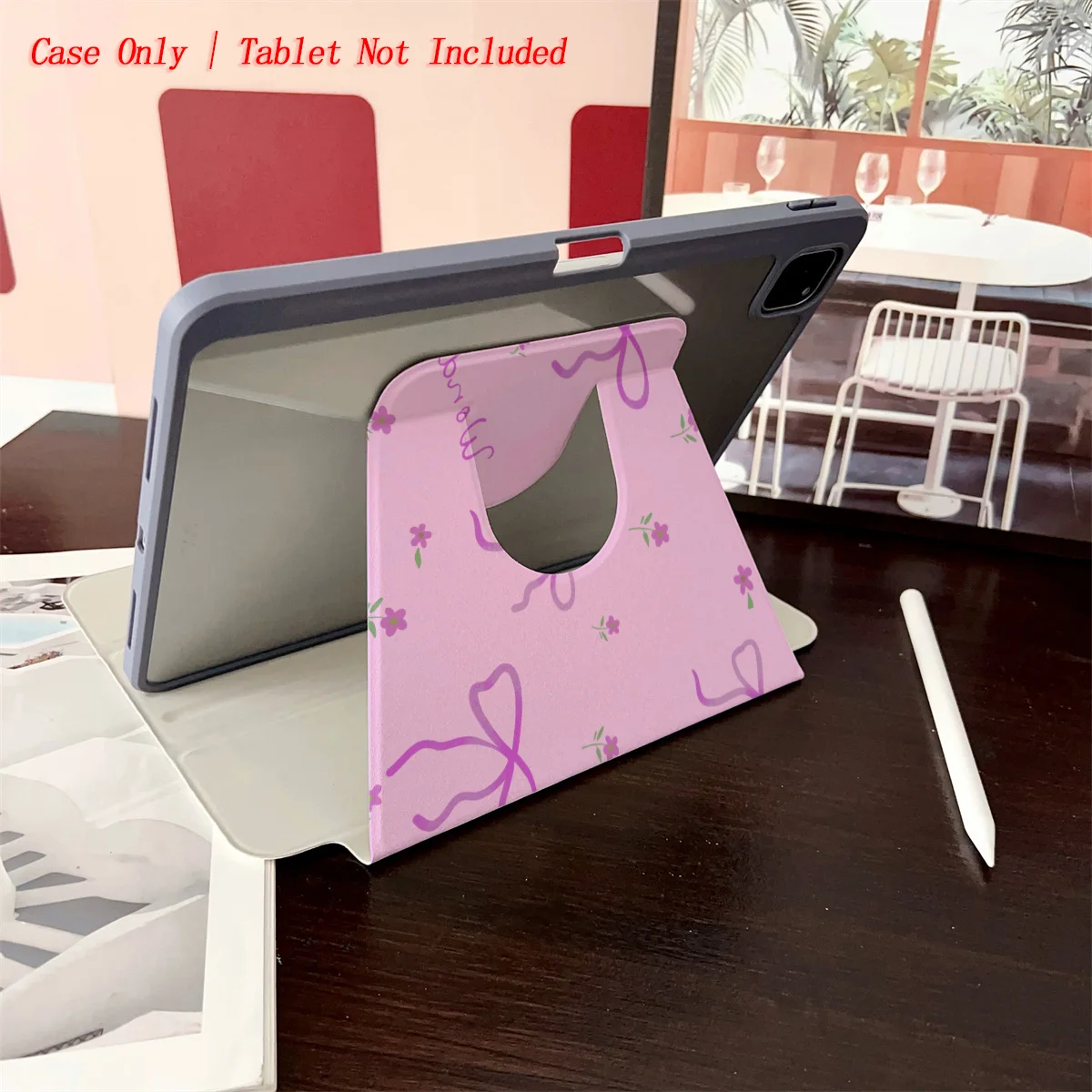 Capa para iPad com estampa de laço fúcsia para Pro 12.9/11/Air 10.9/iPad 10.2/Mini 6, capa resistente ao desgaste à prova de choque