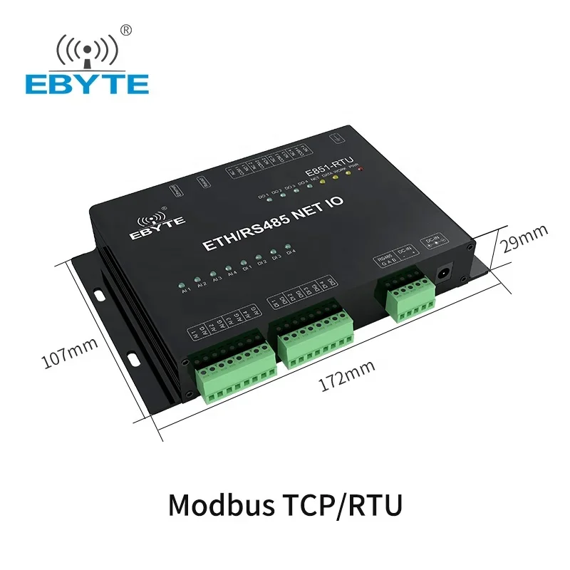 Ebyte Iot Solutions E851-RTU(4440-ETH) 12 Channels Network IO Controller Modbus TCP/RTU RS485 Ethernet Temperature Controller