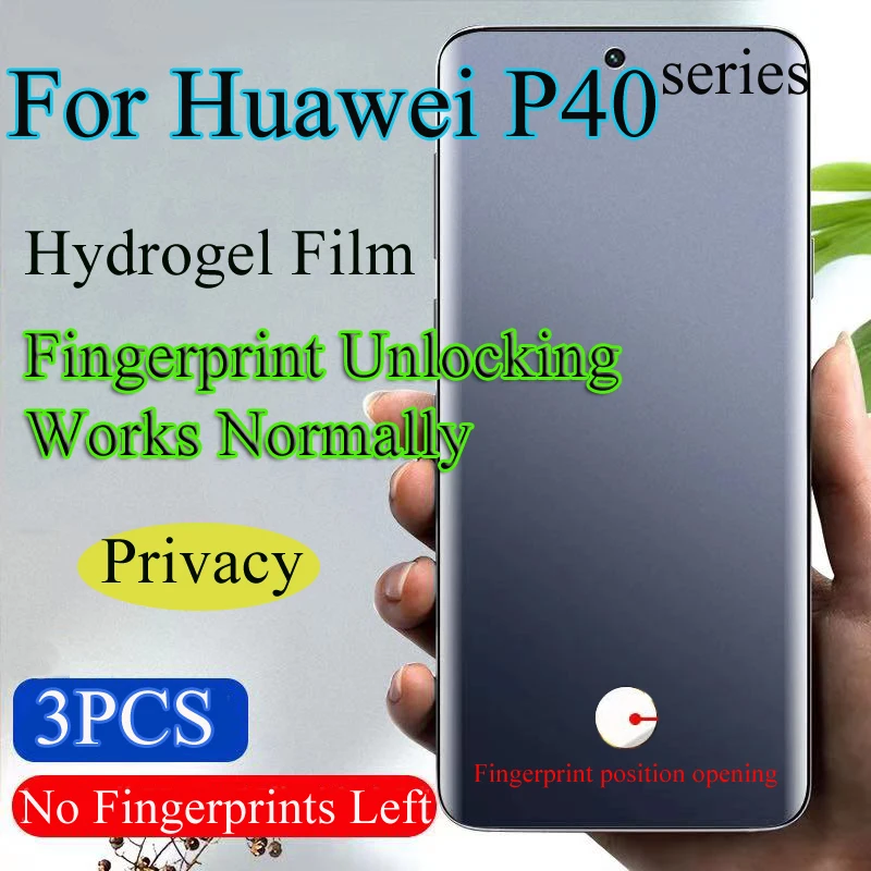 

P40Pro + мягкая защитная пленка для экрана для Huawei P40 Pro, гидрогелевая пленка для конфиденциальности, P40Pro, разблокировка отпечатков пальцев, работает нормально мягкая