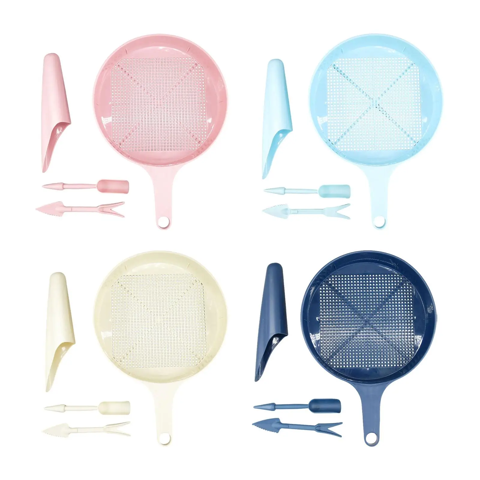 

4 Pieces Leaking Soil Mesh Sieve 3mm Sifting Shovel Plants Sand Filter Tool