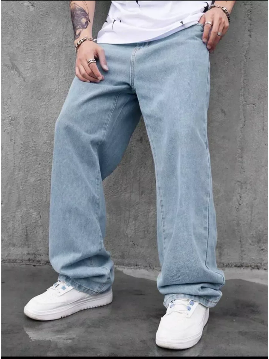 

Mens Wide Leg Baggy Jeans Y2k Casual Fashion Loose Denim Pants Work Office Streetwear