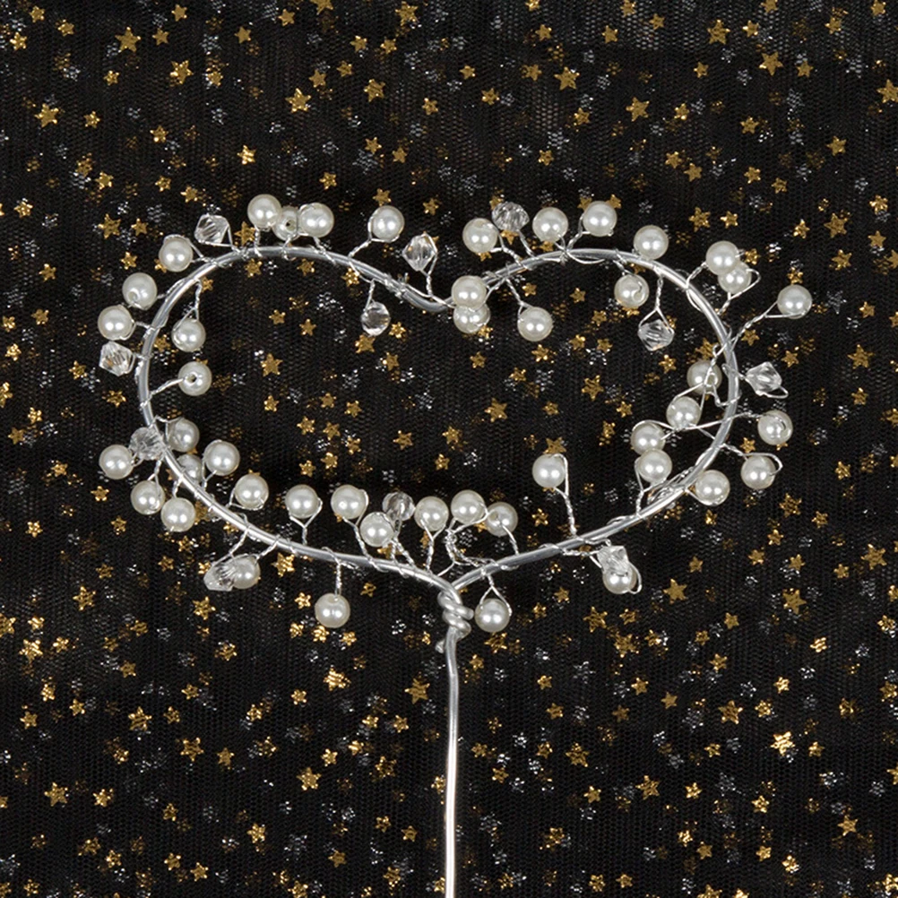 

Elegant Heart Cake Topper Silver Pearl Decorations for Wedding Birthday Anniversary Cake Decorations Party Celebrations