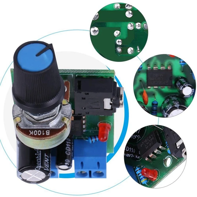 LM386 Super Mini Amplifier Board, 3V-12V, 0.5W-10W Speaker Low Noise Power Consumption, For Speaker Audio System DIY