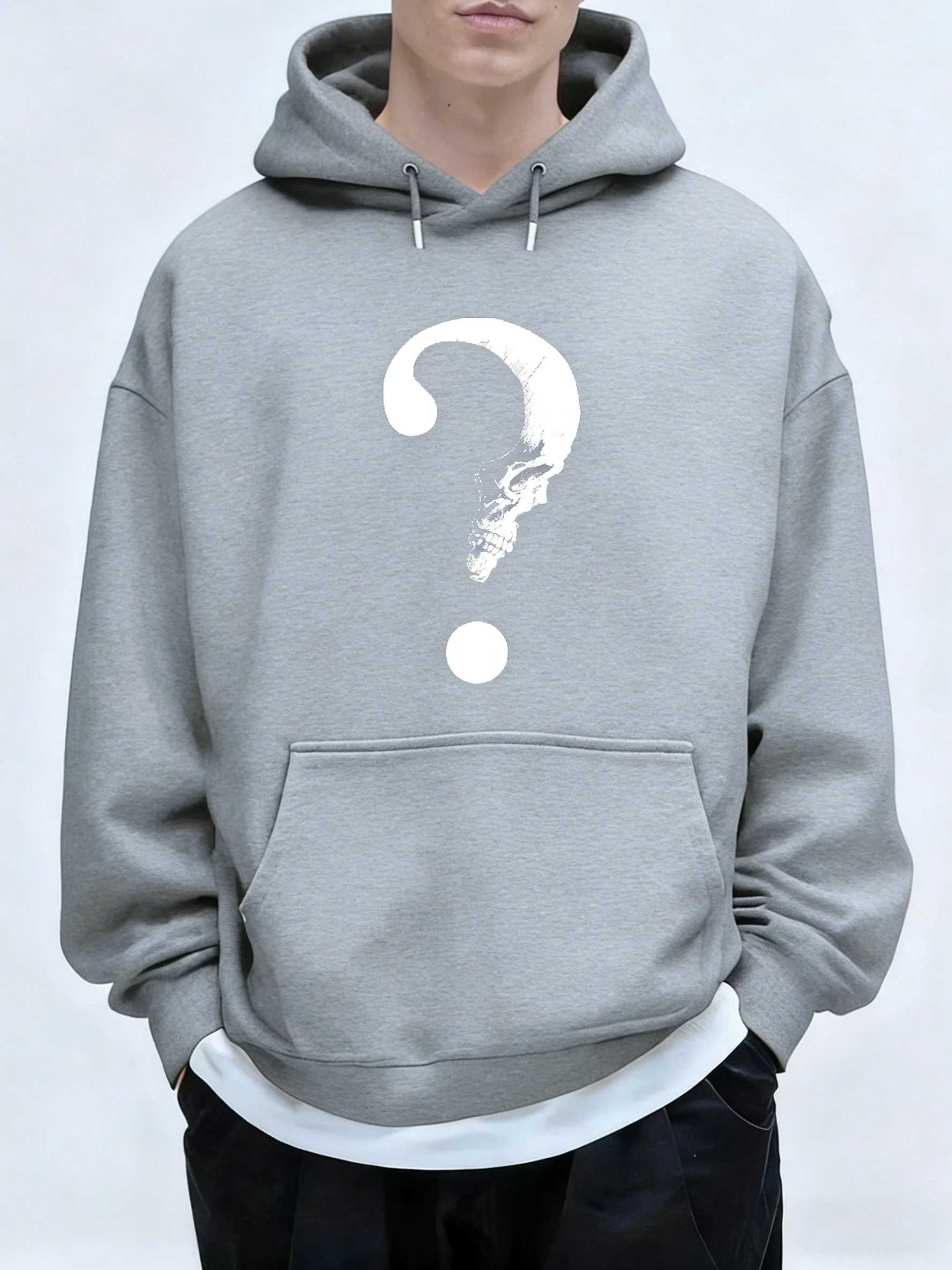 Men's Signature Question Mark Skull Print Hoodie