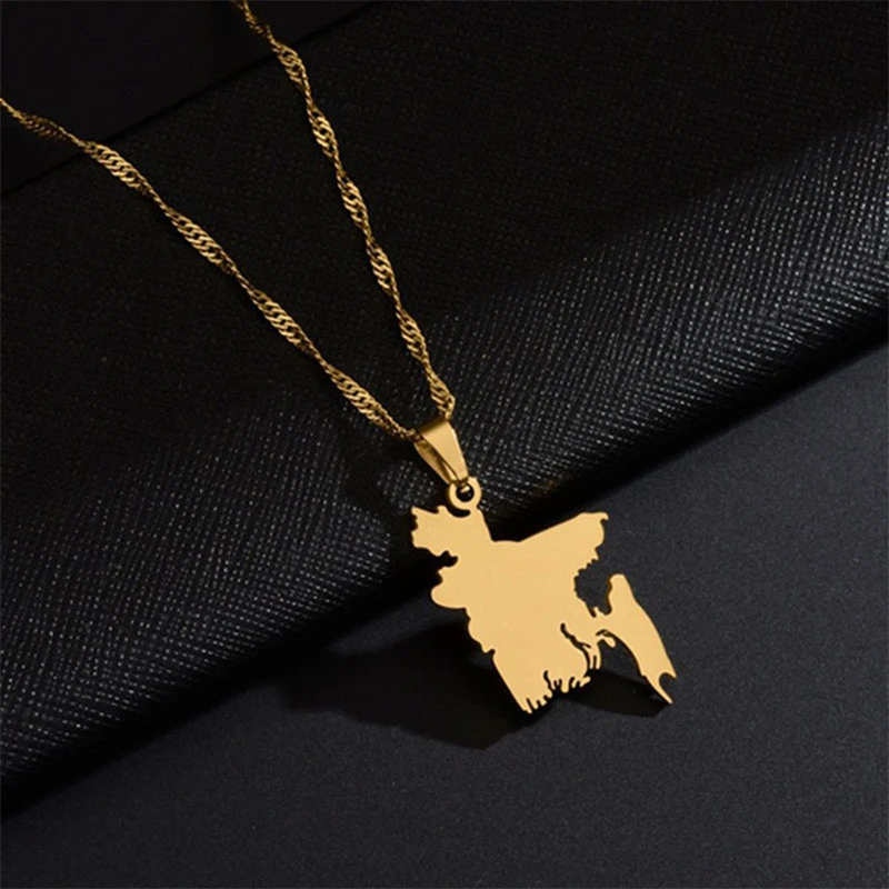 Mode Bangladesch Karte Flagge Anhänger Halskette Edelstahl Männer Frauen Land Karten Schmuck Geschenk – Detail 8