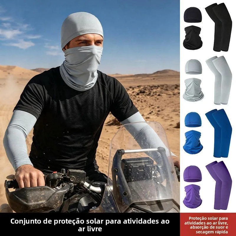 日焼け止めアイスシルクハットフェイスタオルアイススリーブネックウォーマー夏用アウトドアバイク配達用メンズ保護スカーフ