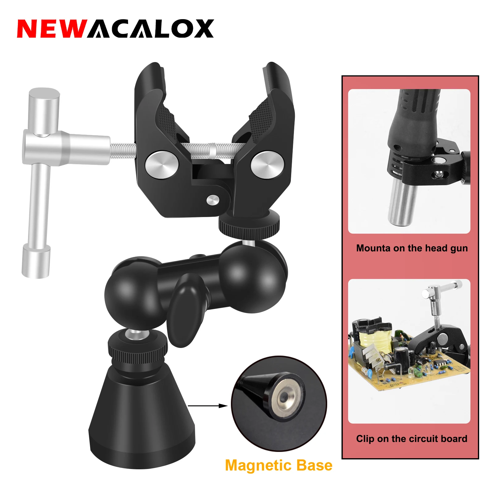 

Magnetic Base Soldering Third Hand Tool Heat Gun Holder Microscope Bracket for Welding Desoldering PCB Board Fixture Clips