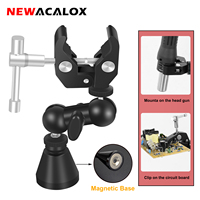 NEWACALOX Magnetic Base Soldering Third Hand Tool 360° Magic Arm Heat Gun Holder Microscope Bracket for PCB Welding Desoldering