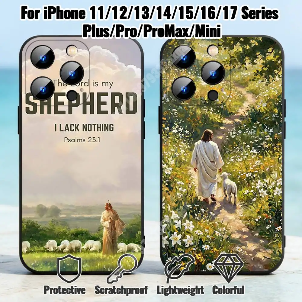 Jesus Christ The Shepherd Phone Case for iPhone 17 16 Pro Plus Air 15 14 Max Mini 12 11 Soft Shockproof Cover