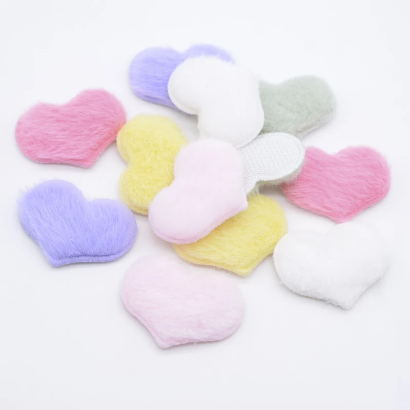 24Pcs Padded Plush Heart Appliques for DIY Clothes Hat Leggings Sewing Patches Handmde Headwear Hair Clips Decor Accessories