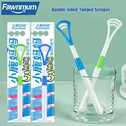 Fawnmum Doppelseitige Zungenreinigungsbürste für Erwachsene, frischer Atem, Zungenschaber, Silikon-Zungenreiniger, Mundpflege-Werkzeug, 5 Farben