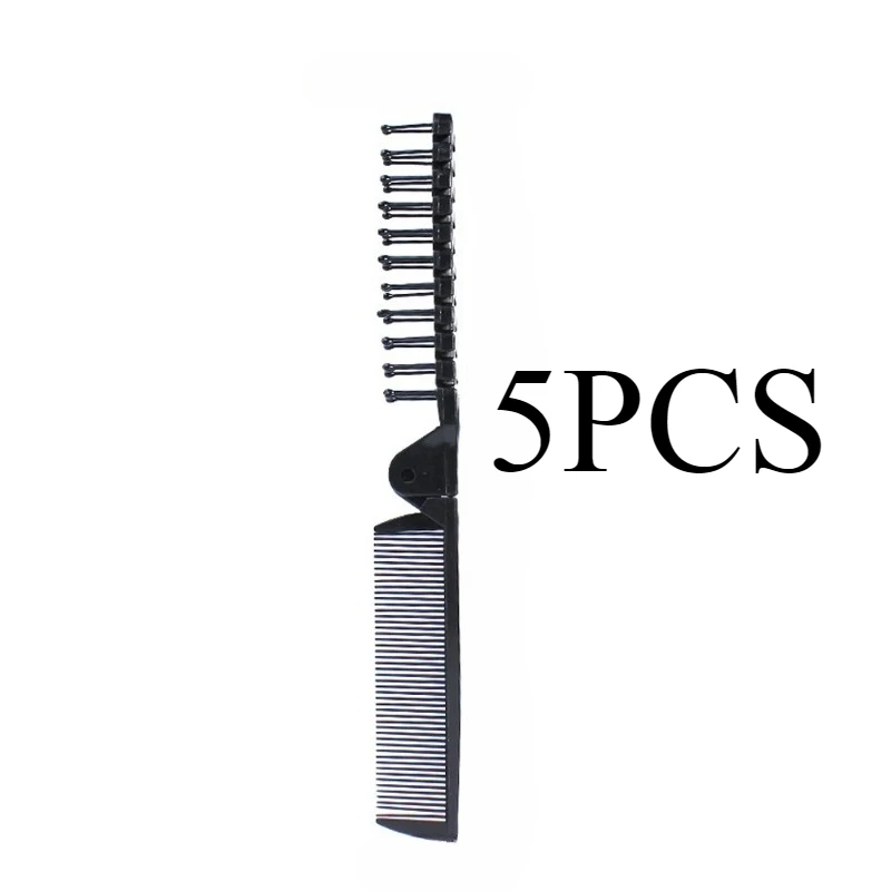 5 قطع 2 في 1 مشط شعر مزدوج الرأس قابل للطي، فرشاة شعر محمولة للسفر، مشط شعر مدمج، فرشاة جيب قابلة للطي