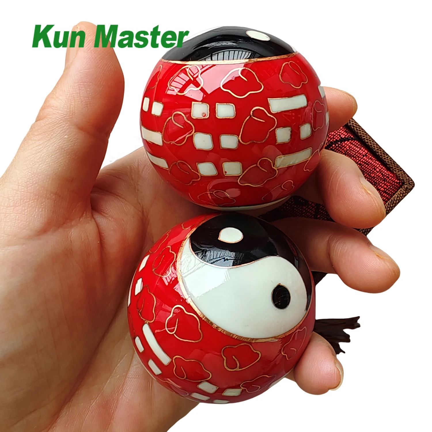 2Pcs Chinesische Cloisonné Übung Stress Ball Hand Handgelenk Baoding Ball Gesundheit Übung Therapie Hand Massage Ball Drei Farben