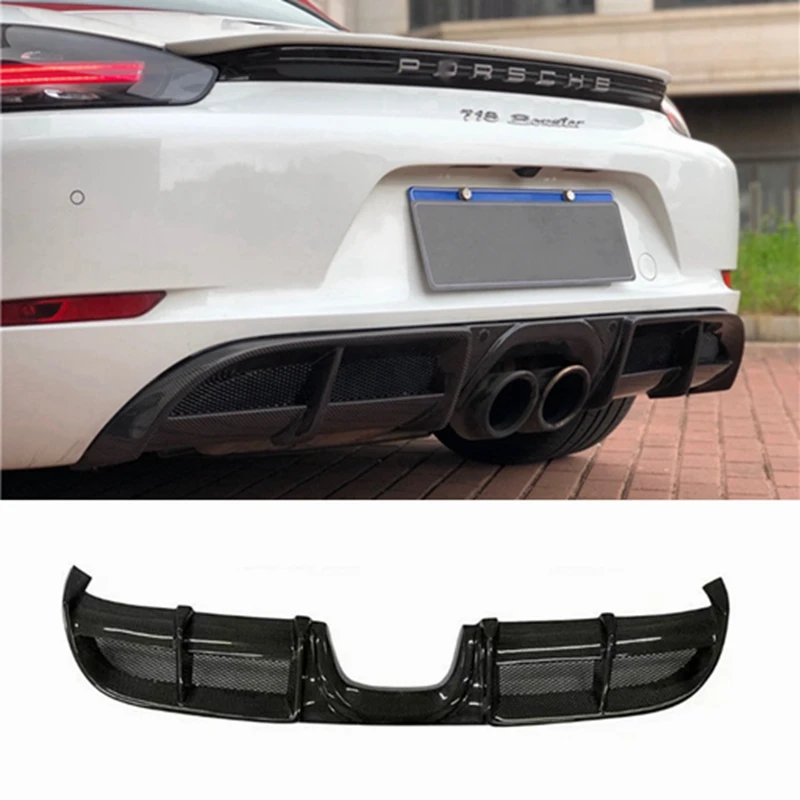 

For Porsche 718 Cayman Boxster 2016 - 2018 Rear Bumper Lip Diffuser Spoiler Apron Splitters Carbon Fiber Protector