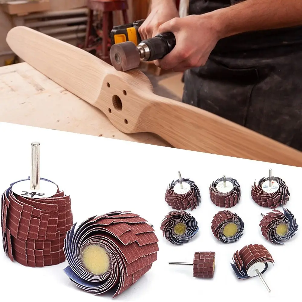 80~600 Grit Wood Metal Emery Paper Sanding Cloth Wheel Burr Removal Derusting Buffing Polishing Abrasive Grinding Head