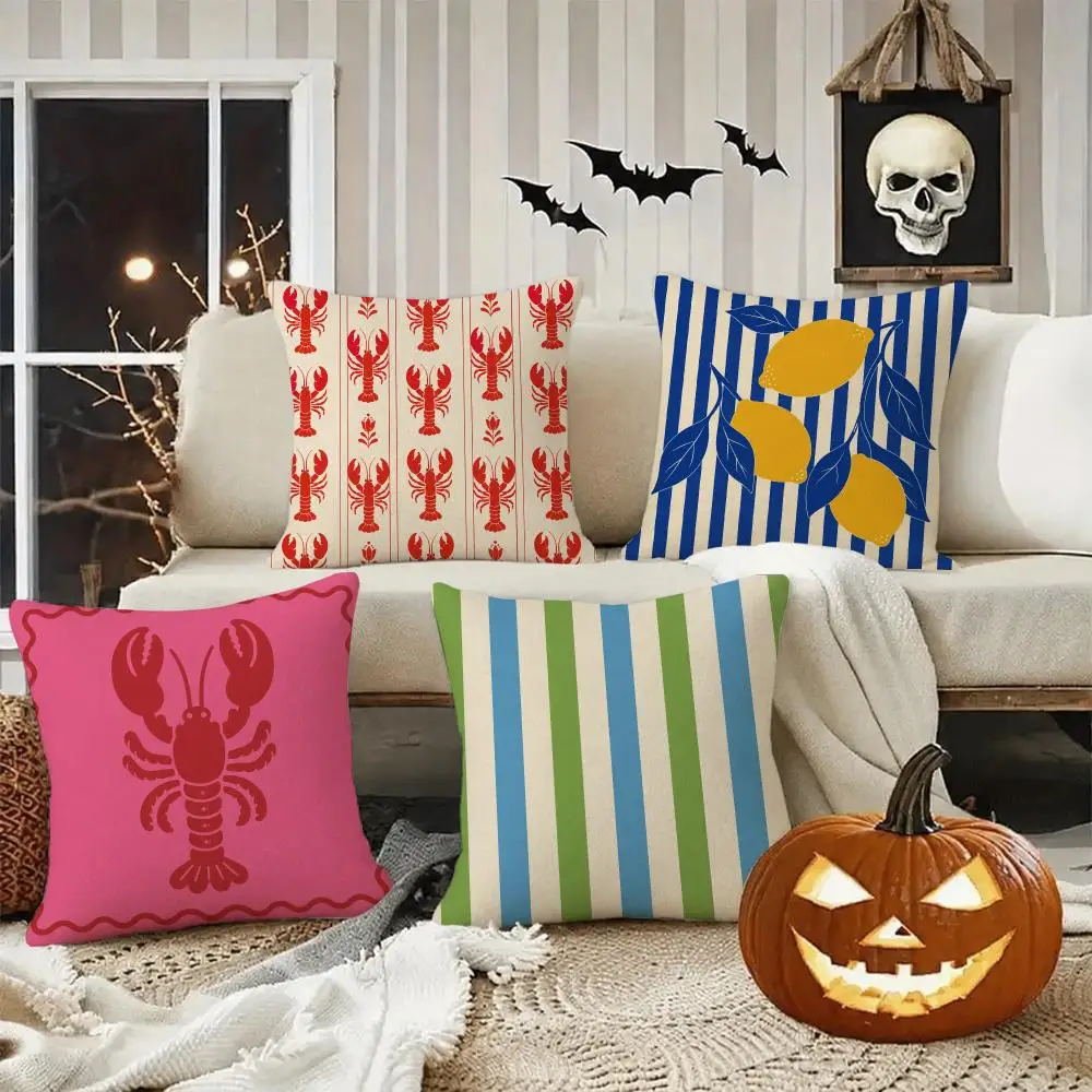 Summer Pattern Cushion Cover Halloween decoration trick or treat cushion cover, ghost, pumpkin head, bat decoration